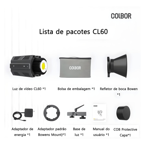 Colbor Cl60 65w Cob Luz De Vdeo Bicolor Iluminador Led