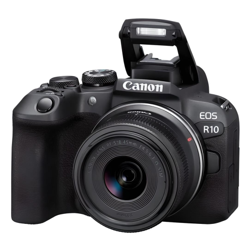 Canon EOS Kit R10 Mais lente RF-S18-45mm F4.5-6.3 IS STM Mirrorless Cor Preto