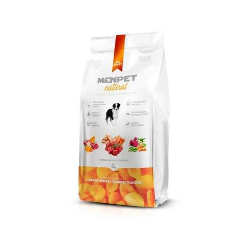 Rao Menpet Natural Para Ces Filhotes Raas Mdias e Grandes 12Kg