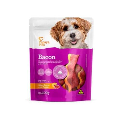Petisco Papaya Pets Bacon para Ces Adultos Sabor Bacon com Queijo 100g