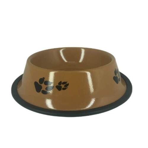 Comedouro de Metal Pintado 16cm Marrom