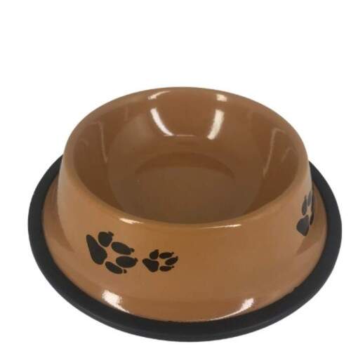 Comedouro de Metal Pintado 16cm Marrom