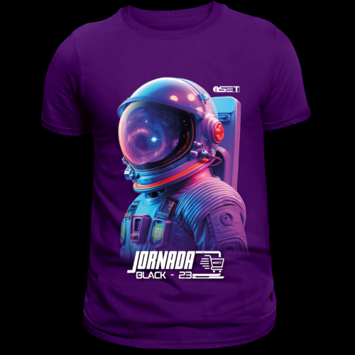 Camiseta Masculina Jornada Black 23 - Astronauta Espacial | Estilo Futurista e Conforto Premium