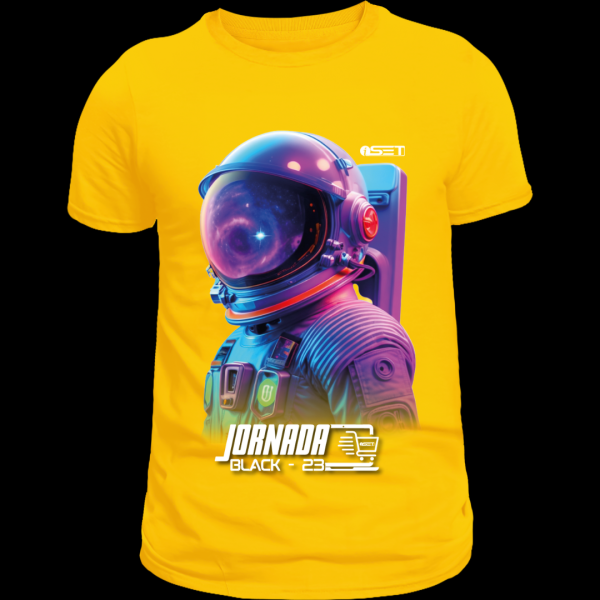 Camiseta Masculina Jornada Black 23 - Astronauta Espacial | Estilo Futurista e Conforto Premium