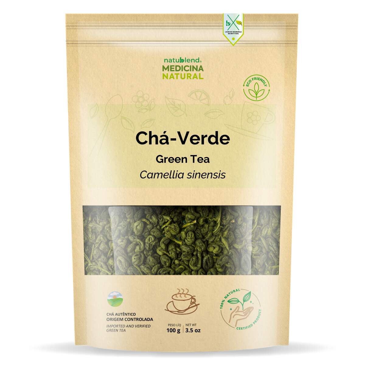 Chá Verde Importado 100g — Camellia sinensis — Origem Controlada