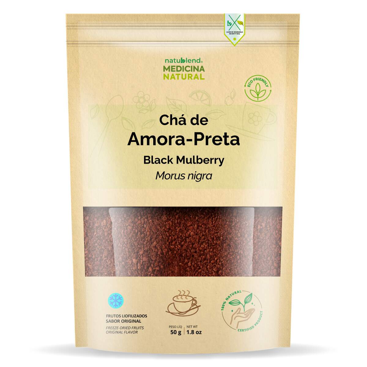 Chá de Amora 50g — Morus nigra — Frutos Liofilizados