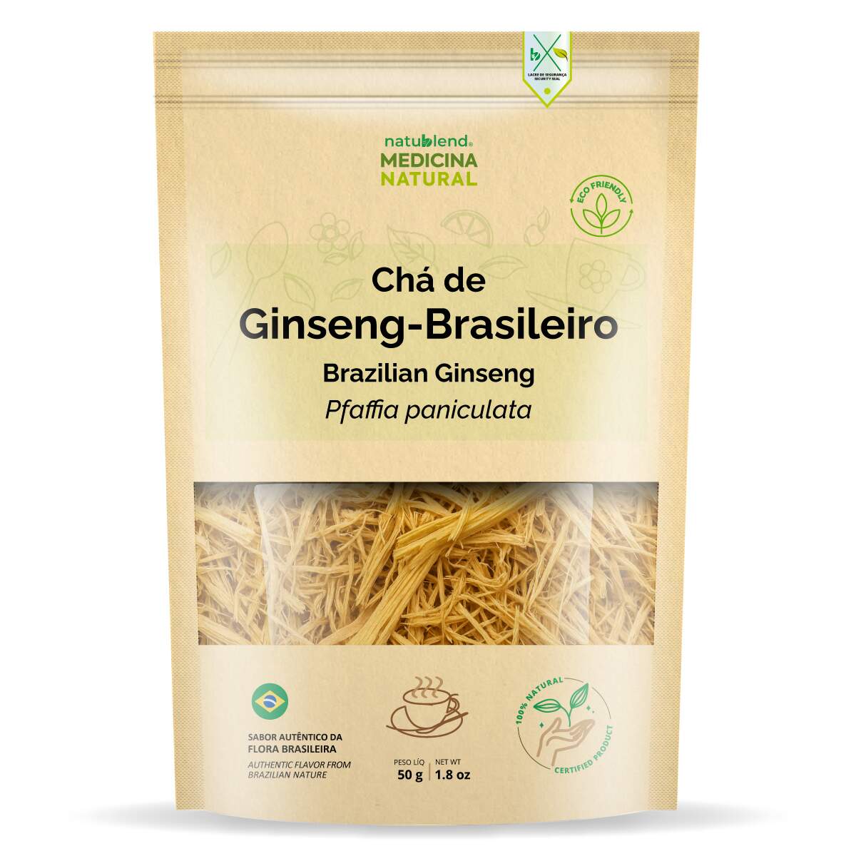 Chá de Ginseng Brasileiro - Nativo do Brasil - Raízes Selecionadas - 50g