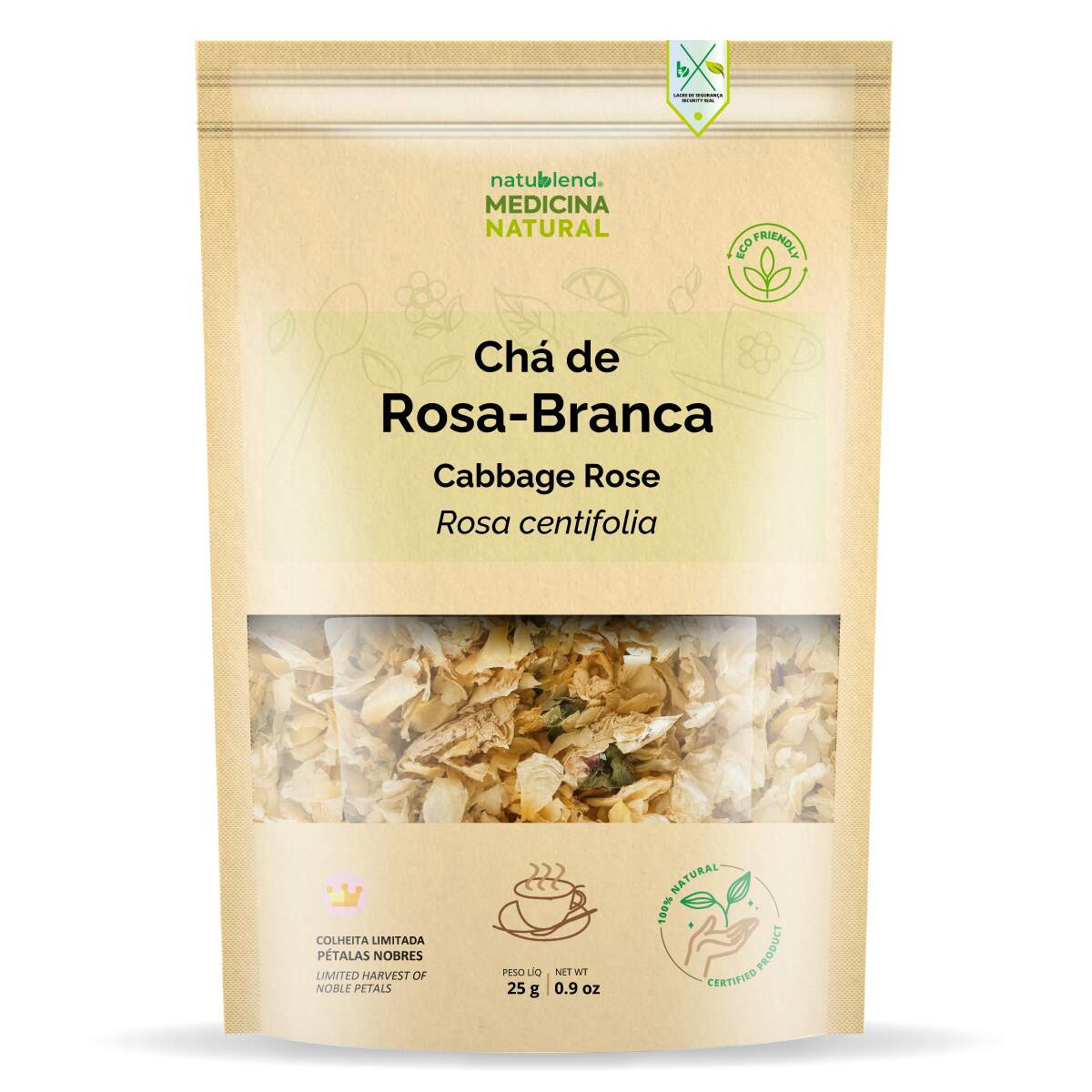 Chá de Rosa Branca - Importado da Europa - Pétalas Nobres - 25g