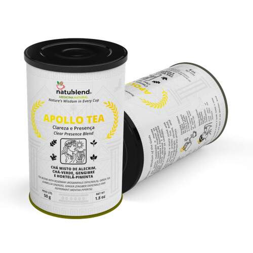 APOLLO TEA - Infuso Energizante Masculina Para Clareza Mental e Vitalidade - Lata - 50g