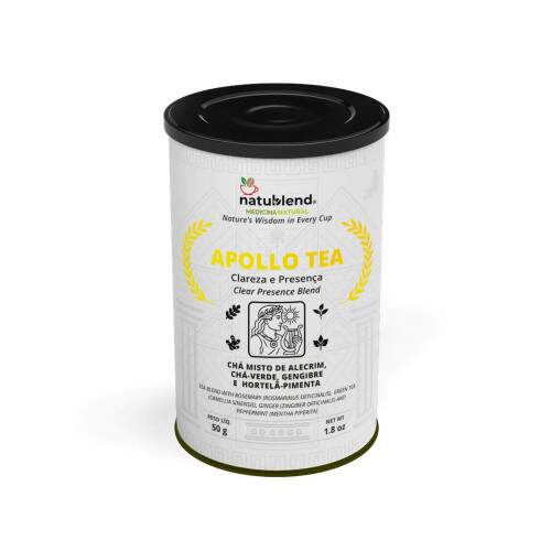 APOLLO TEA - Infuso Energizante Masculina Para Clareza Mental e Vitalidade - Lata - 50g
