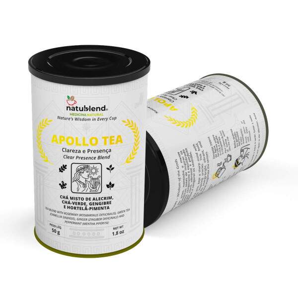 APOLLO TEA - Infuso Energizante Masculina Para Clareza Mental e Vitalidade - Lata - 50g