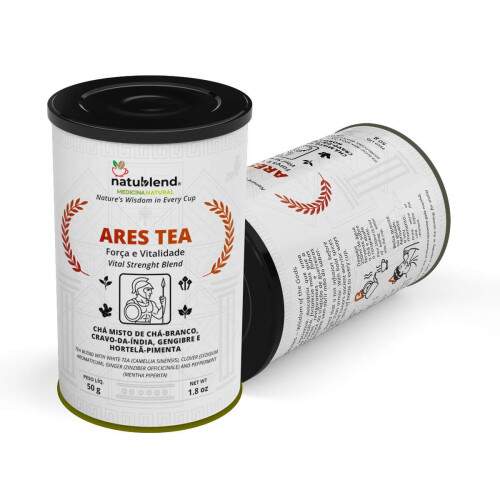 ARES TEA - Infuso Para Vigor e Vitalidade. Um Blend Que Inspira Equilbrio e Fora em Cada Gole - Lata - 50g