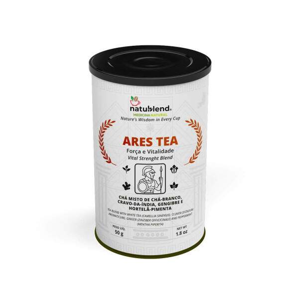 ARES TEA - Infuso Para Vigor e Vitalidade. Um Blend Que Inspira Equilbrio e Fora em Cada Gole - Lata - 50g