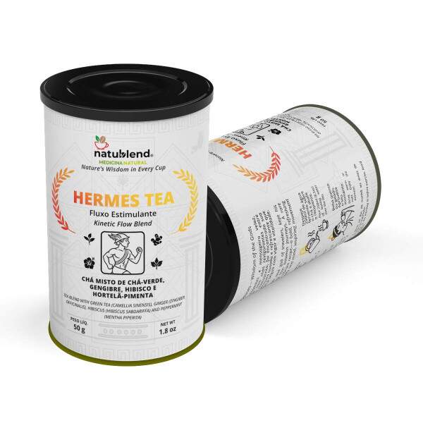 HERMES TEA - Infuso Para Mais Clareza, Energia e Foco. Blend Ideal Para Comear o Dia ou Como Pr-Treino - Lata - 50g
