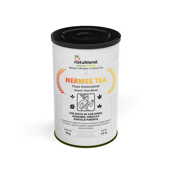 HERMES TEA - Infuso Para Mais Clareza, Energia e Foco. Blend Ideal Para Comear o Dia ou Como Pr-Treino - Lata - 50g