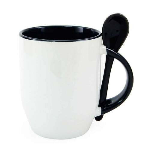 CANECA SUBLIMTICA SEMICNICA ALA E INTERIO PRETO COM COLHER