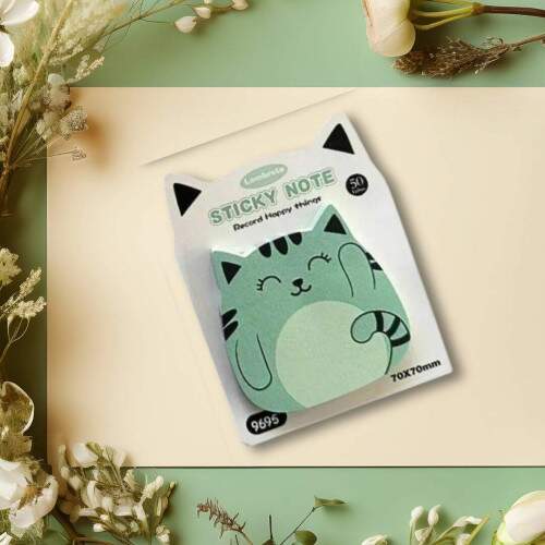 BLOQUINHO STICK NOTES GATINHO KAWAII - VERDE