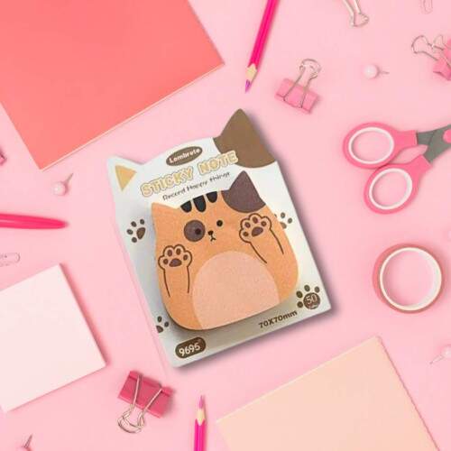 BLOQUINHO STICK NOTES GATINHO KAWAII - LARANJA