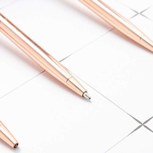 CANETAS CRIATIVAS ROS GOLD COM PONTEIRA POMPOM