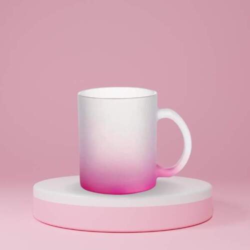 CANECA SUBLIMTICA VIDRO JATEADO COLOR ROSA
