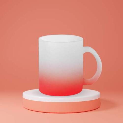 CANECA SUBLIMTICA VIDRO JATEADO COLOR VERMELHA