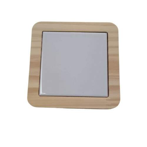 SUPORTE EM MADEIRA PARA COPOS, XCARAS E CANECAS, COM AZULEJO 10X10 CM