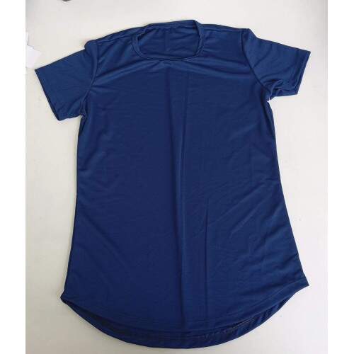 Camiseta Baby Look Lisa Polister Longa Azul Marinho