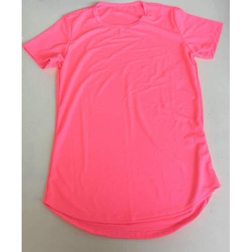 Camiseta Baby Look Lisa Polister Longa Rosa Neon