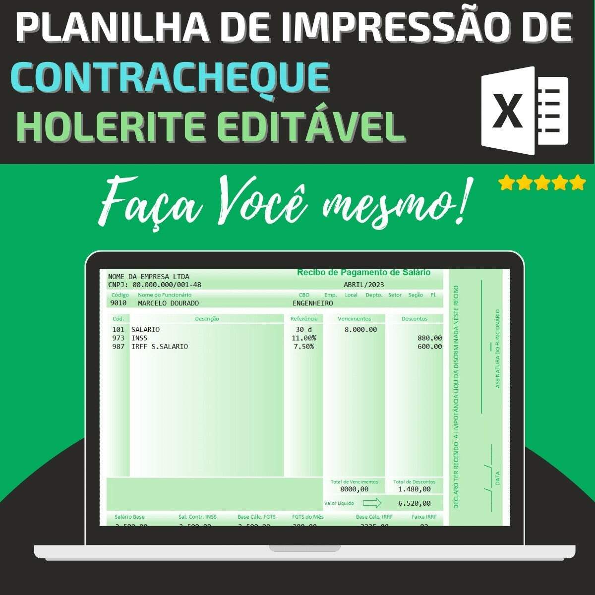 Como Fazer Holerites Contra Cheques Modelos Editáveis Excel