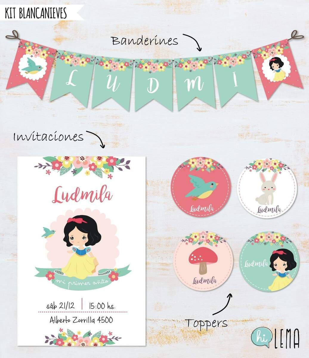 Kit Imprimible Blancanieves Deco + Candy Bar