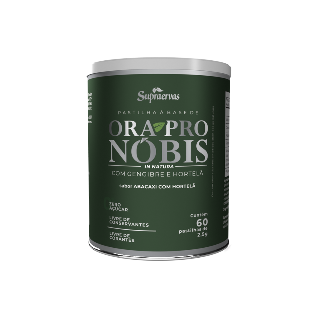 Ora Pro Nóbis - 60 Pastilhas Mastigáveis ? Sabor Abacaxi com Hortelã