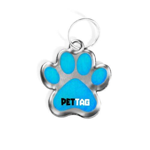 Pet Tag - Patinha - Azul Ciano - para todos os portes