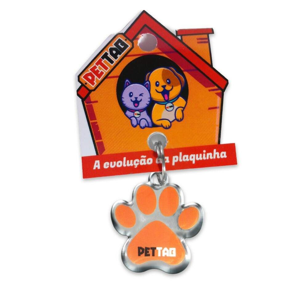 Pet Tag - Patinha - Laranja - para todos os portes