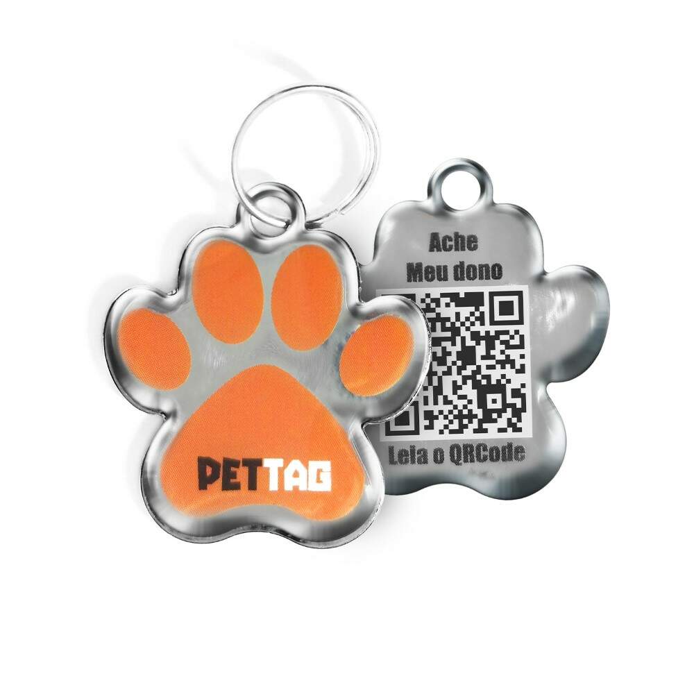 Pet Tag - Patinha - Laranja - para todos os portes