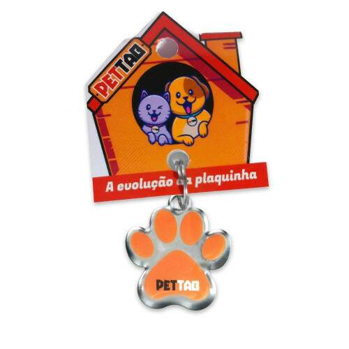Pet Tag - Patinha - Laranja - para todos os portes