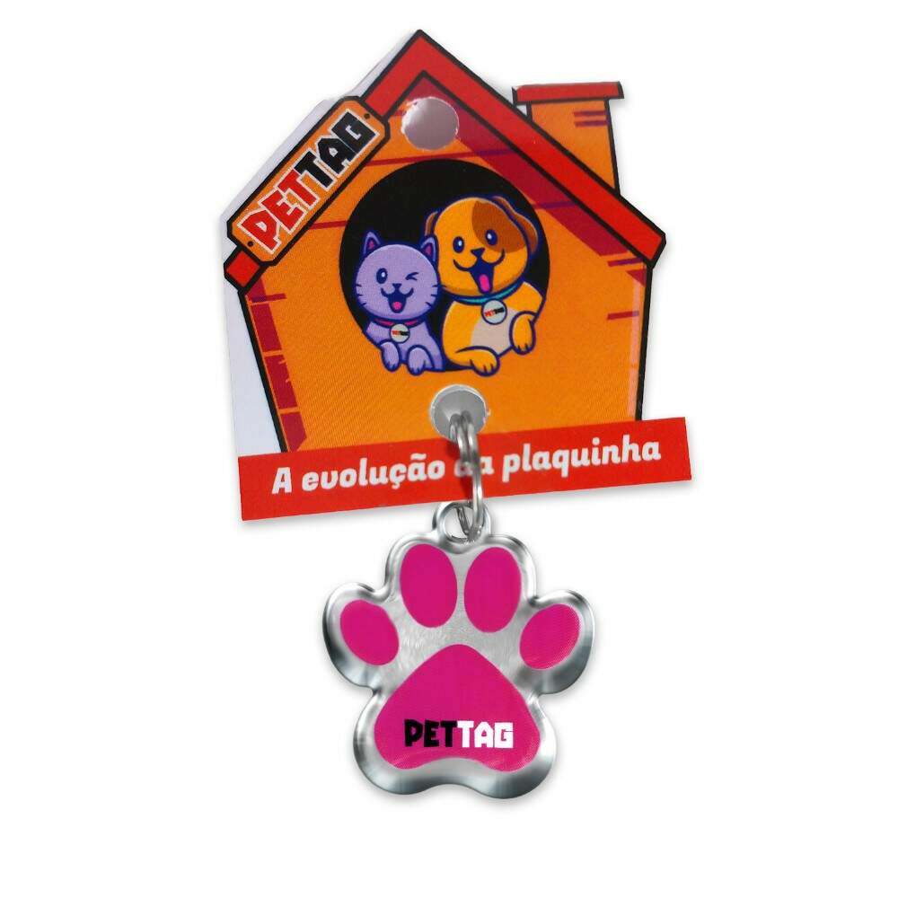 Pet Tag - Patinha - Rosa - para todos os portes