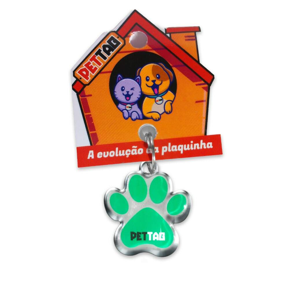 Pet Tag - Patinha - Verde - para todos os portes