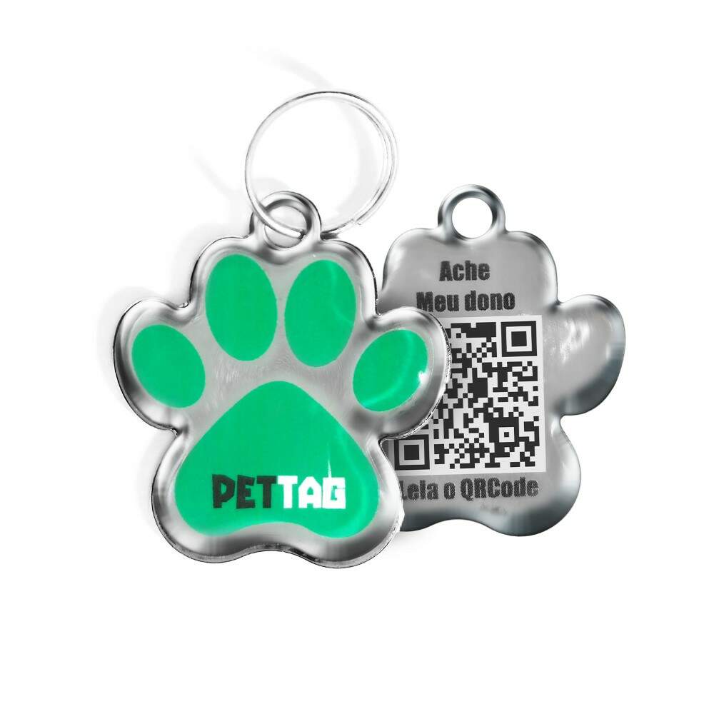 Pet Tag - Patinha - Verde - para todos os portes