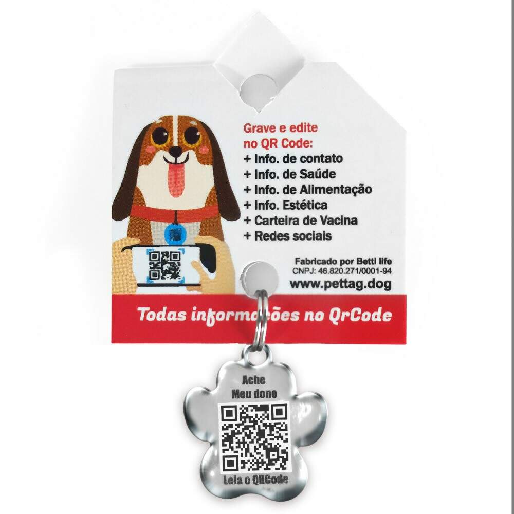 Pet Tag - Patinha - Verde - para todos os portes