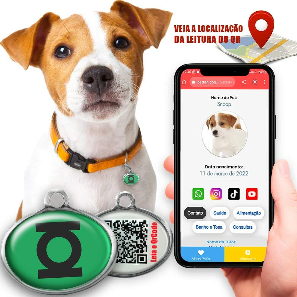 Pet Tag - CoVerde - para portes mini pequeno
