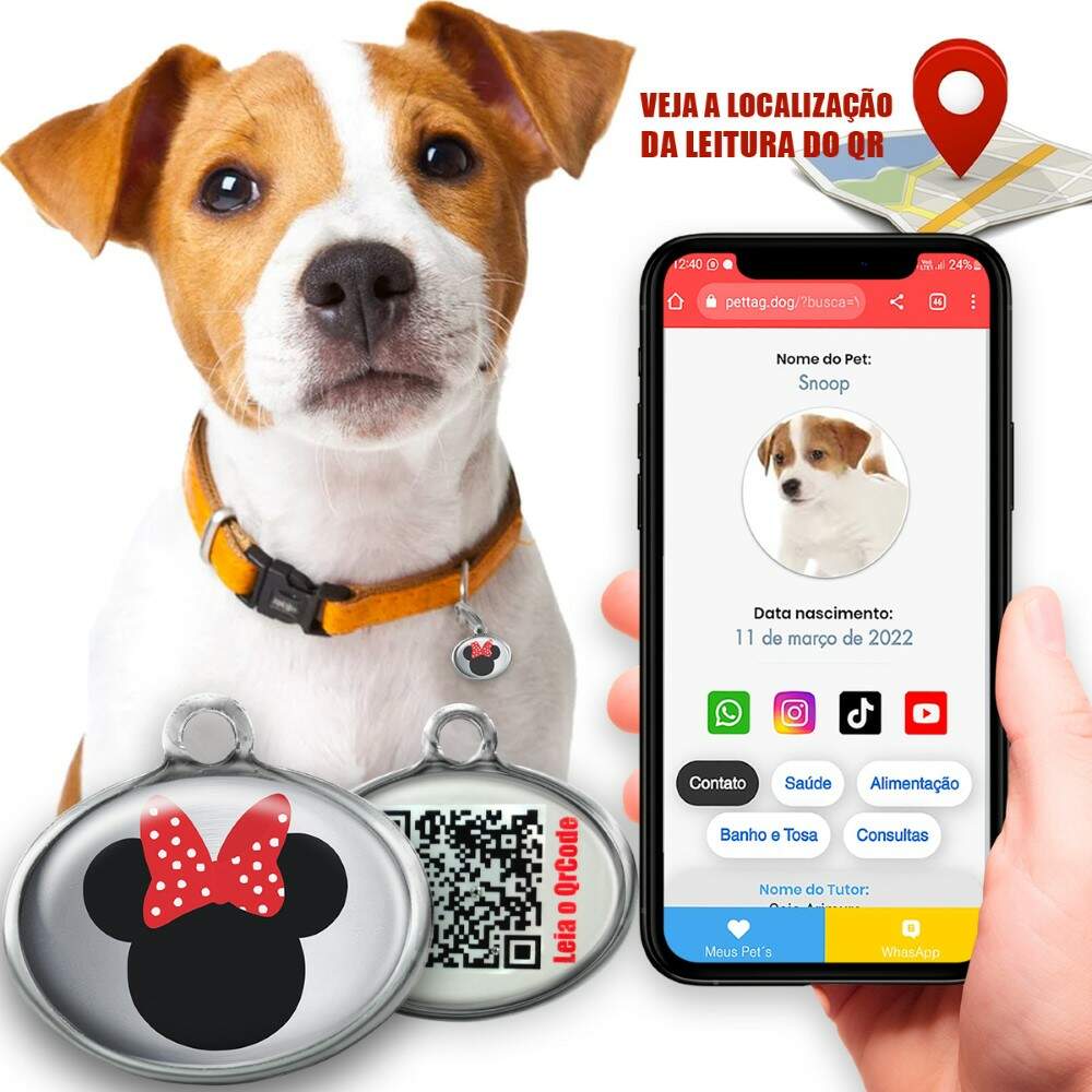 Pet Tag - Minei - para portes mini pequeno