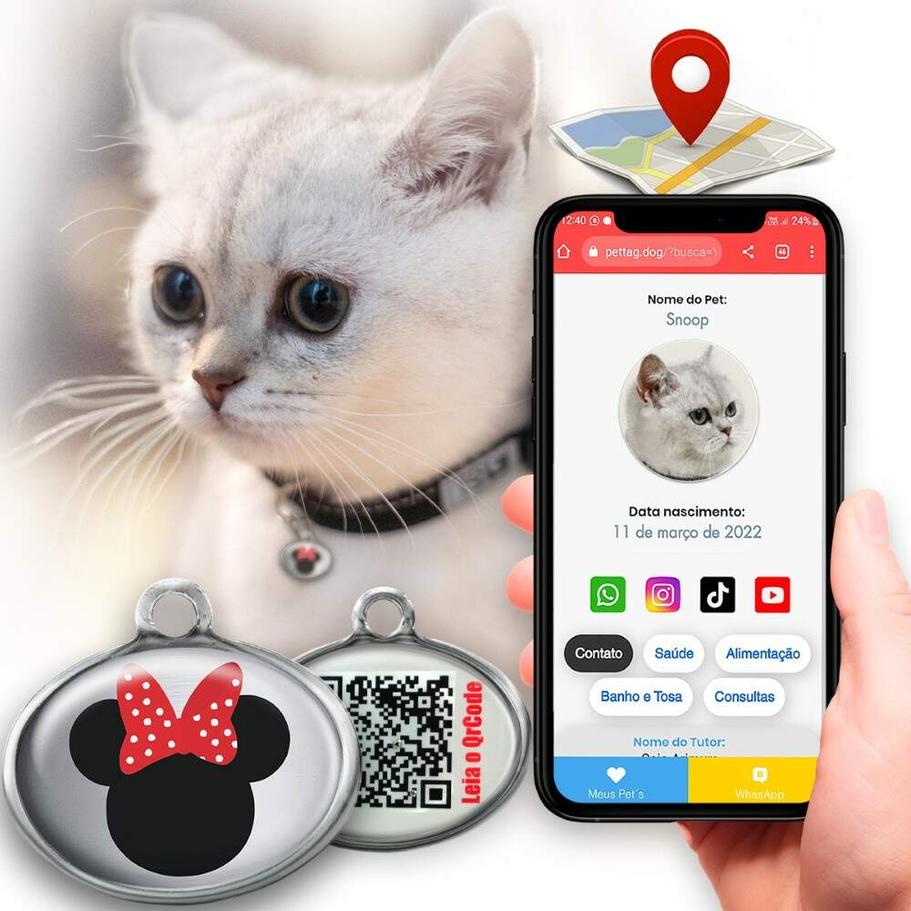Pet Tag - Minei - para portes mini pequeno