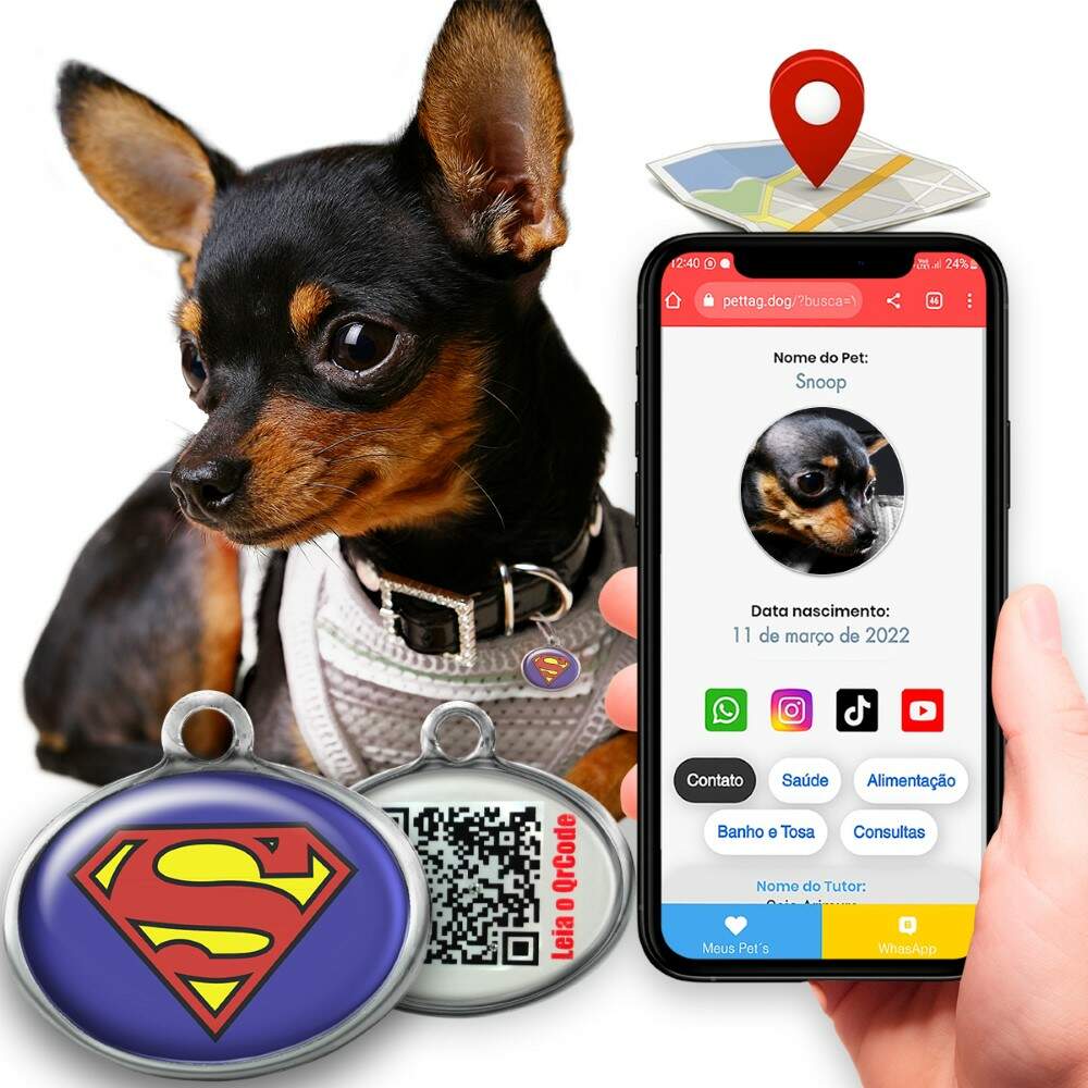 Pet Tag - SuperCo- para portes mini pequeno