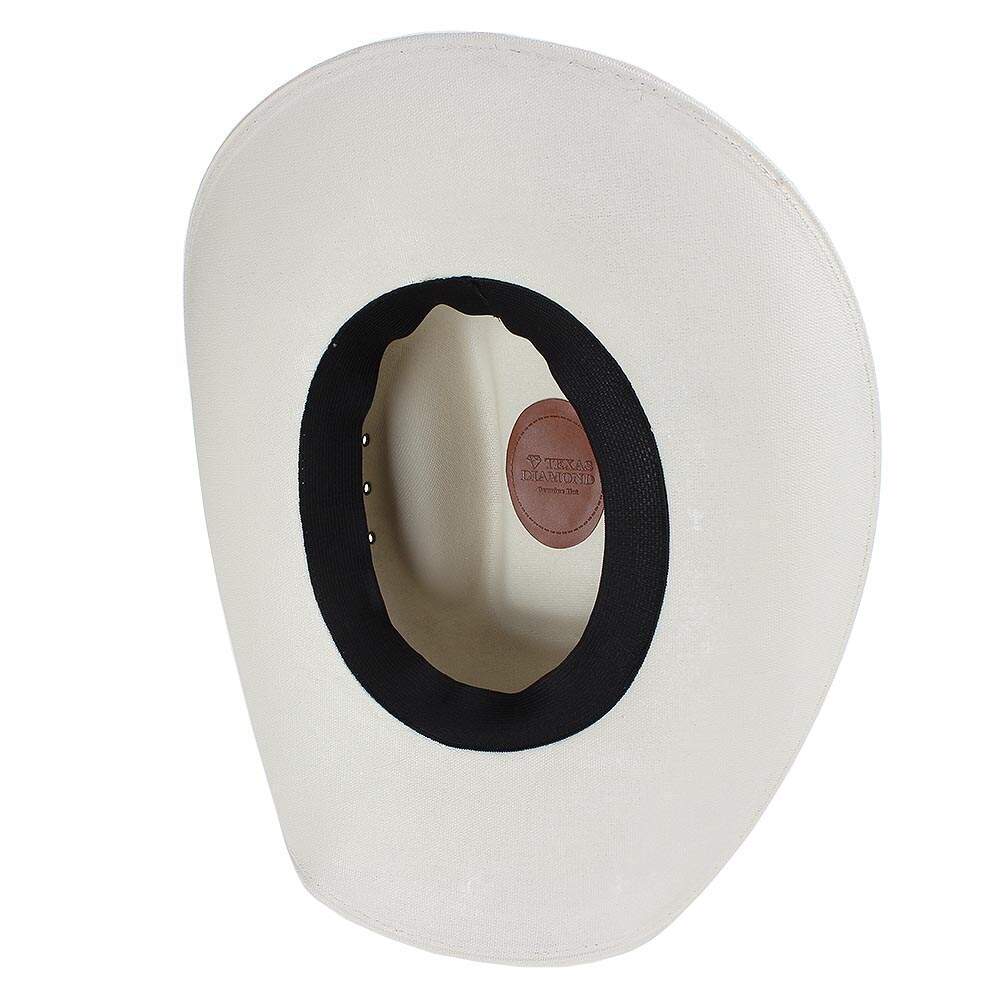 Chapéu Branco Copa Quadrada Bandinha com Apliques Texas Diamond
