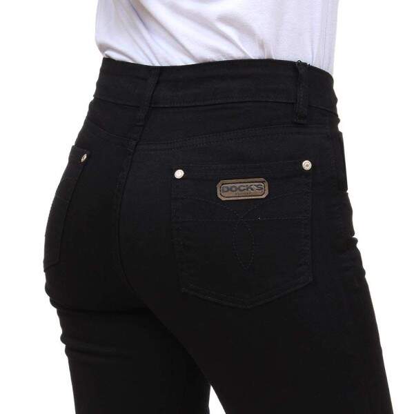 Cala Jeans Flare Feminina Sarja Preta Dock\'s 23919