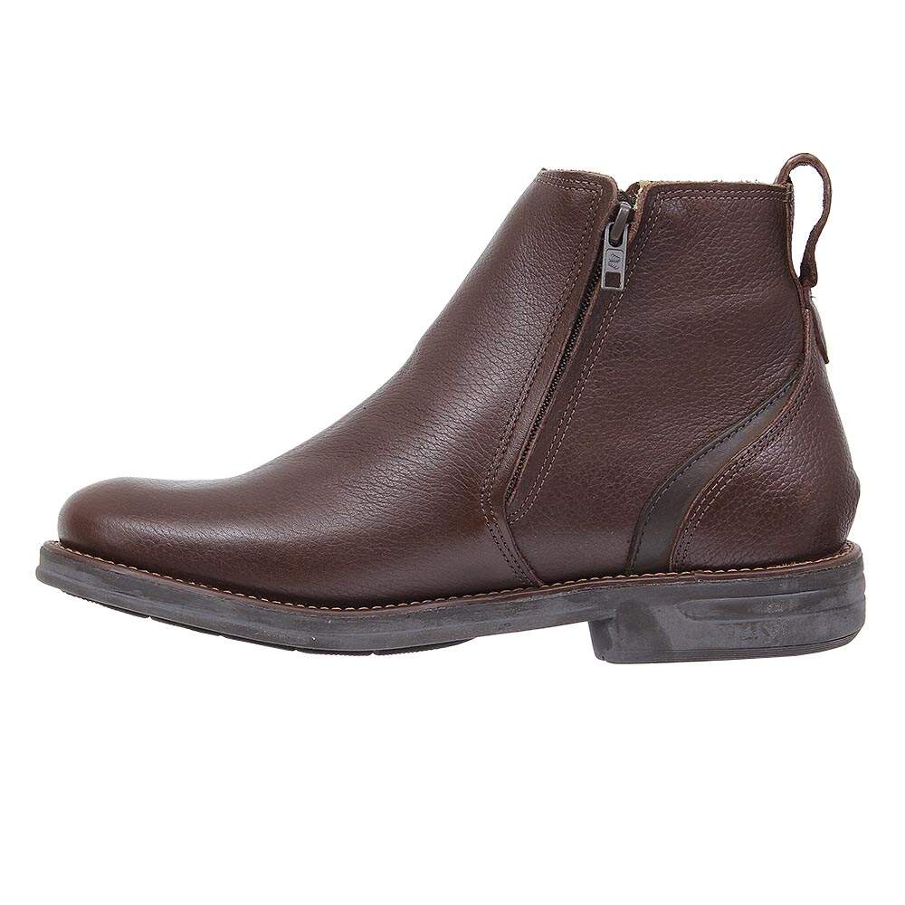 Botina Masculina Marrom Bico Redondo com Zíper Zebu 27737 - Rodeo West