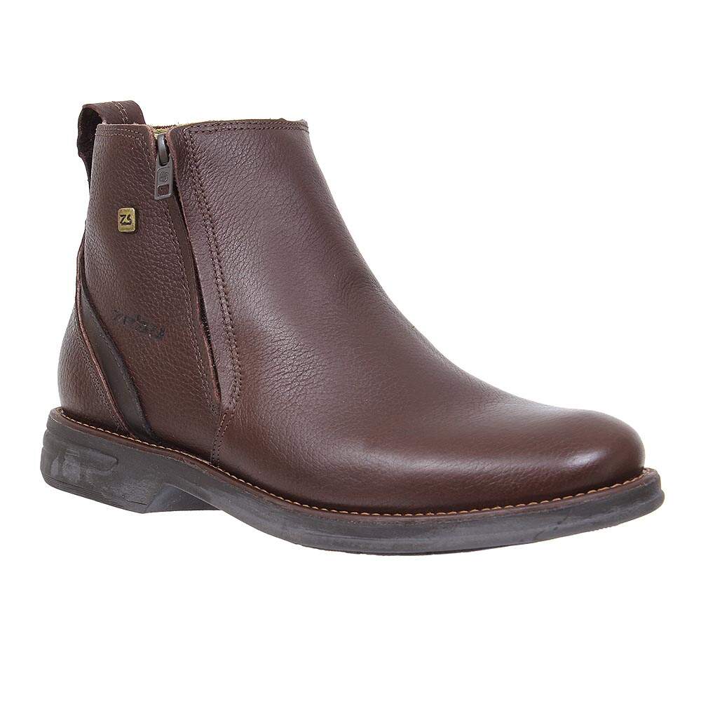Botina Masculina Marrom Bico Redondo com Zíper Zebu 27737 - Rodeo West