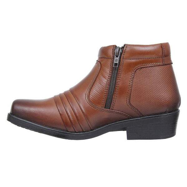 Botina Couro Marrom Bico Quadrado Masculina Zebu 28312