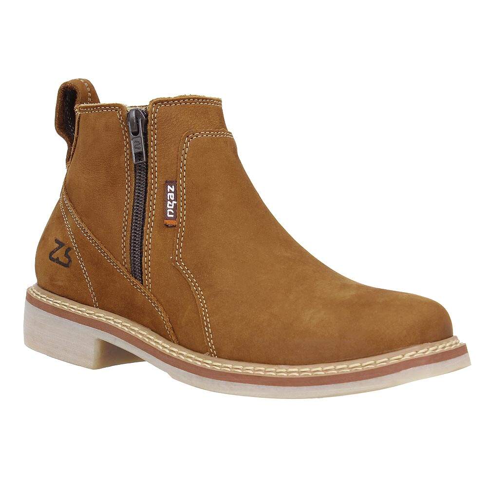 Botina Couro Marrom com Zíper Masculina Zebu 28317 - Rodeo West