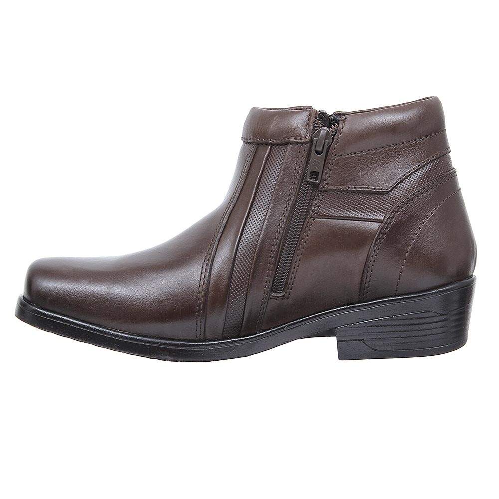 Botina Masculina Marrom Bico Quadrado Com Zíper Zebu 28323 - Rodeo
